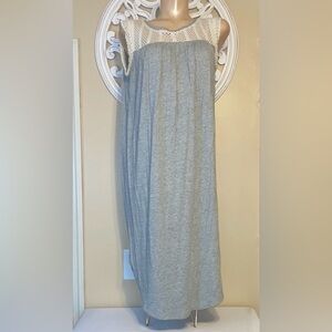 Gap women’s dress large midi Gray cream jersey crochet Sleeveless casual